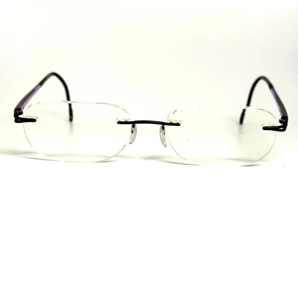 Silhouette Rimless Eyeglasses Black Purple Rectangular Frame Made in Austria